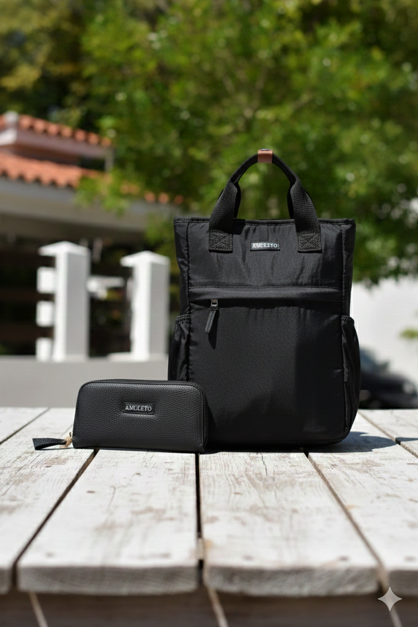 COMBO NEGRA – Tote Bag Street + Billetera Large