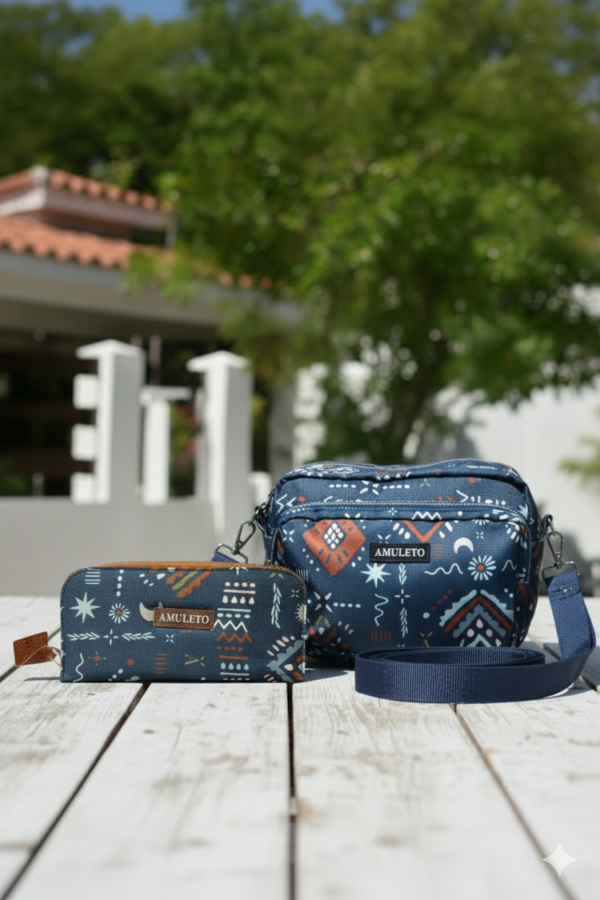 COMBO TIERRA BLUE – Bandolera M + Billetera Large